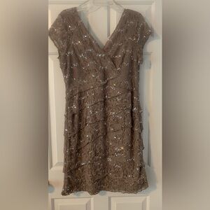 Vintage Womens Scarlett Nite Sequined Ruffled Tier Cocktail Dress.